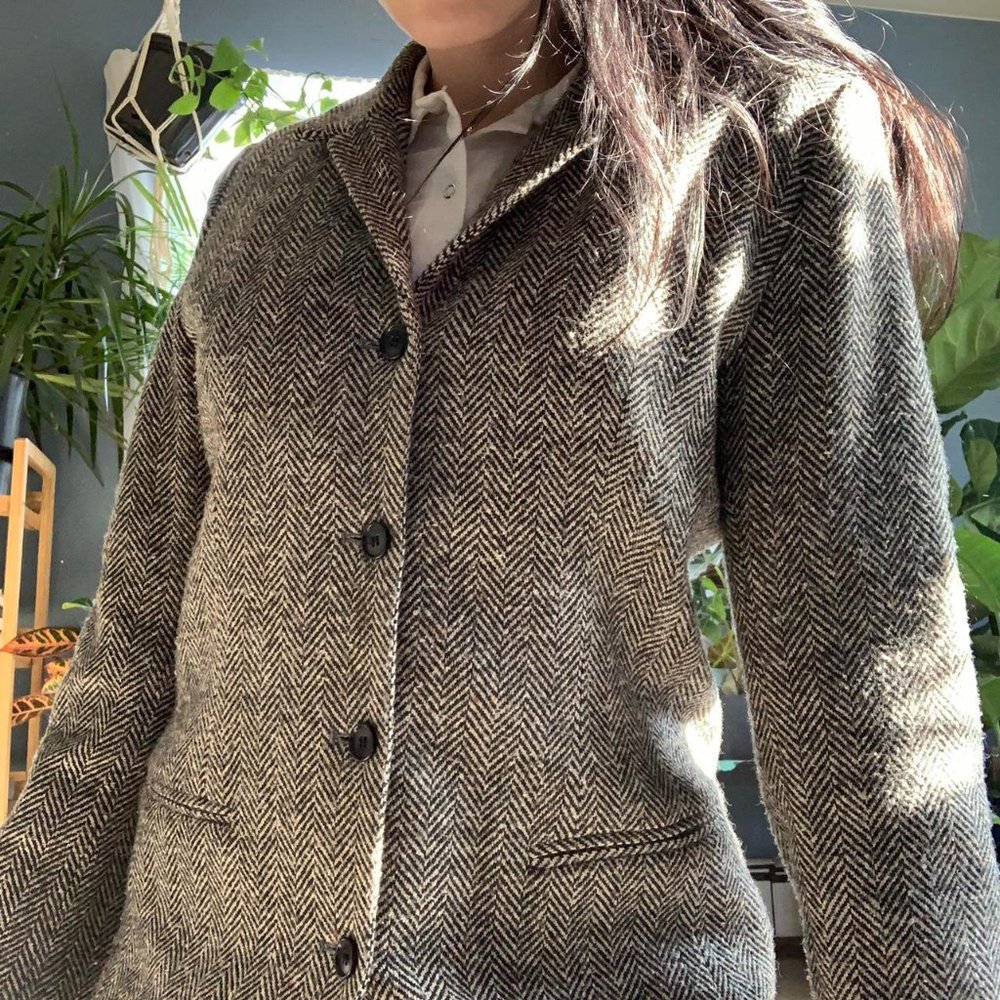 Classic Herringbone Button Up Jacket - image 1
